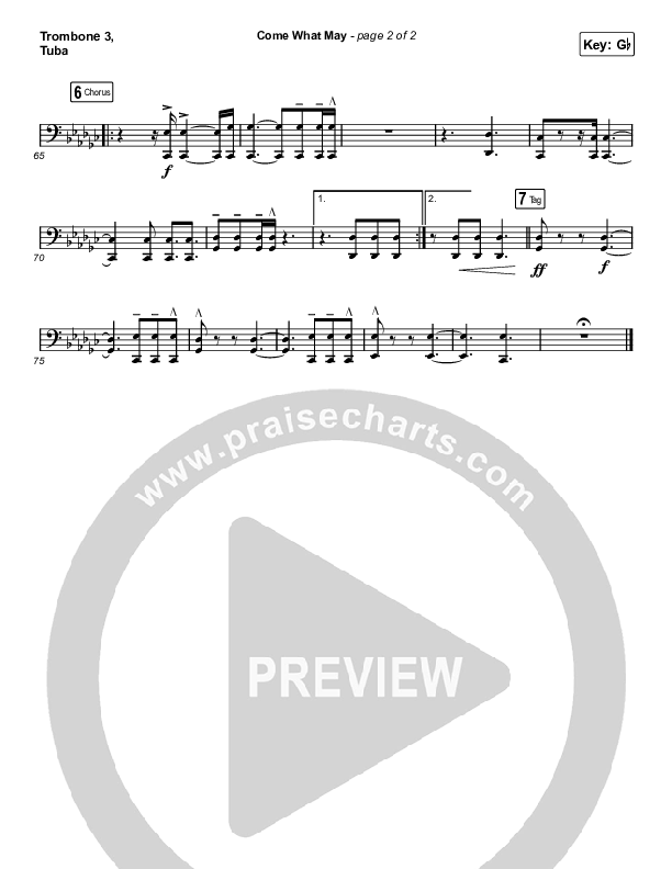 Come What May (Choral Anthem SATB) Trombone 3/Tuba (We Are Messengers / Arr. Luke Gambill)