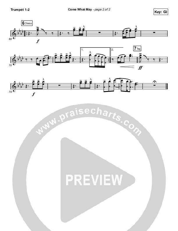 Come What May (Choral Anthem SATB) Trumpet 1,2 (We Are Messengers / Arr. Luke Gambill)