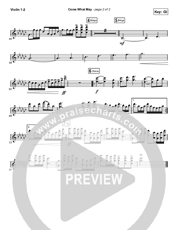 Come What May (Choral Anthem SATB) Violin 1/2 (We Are Messengers / Arr. Luke Gambill)