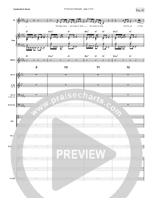 A Thousand Hallelujahs (Choral Anthem SATB) Conductor's Score (Brooke Ligertwood / Arr. Luke Gambill)