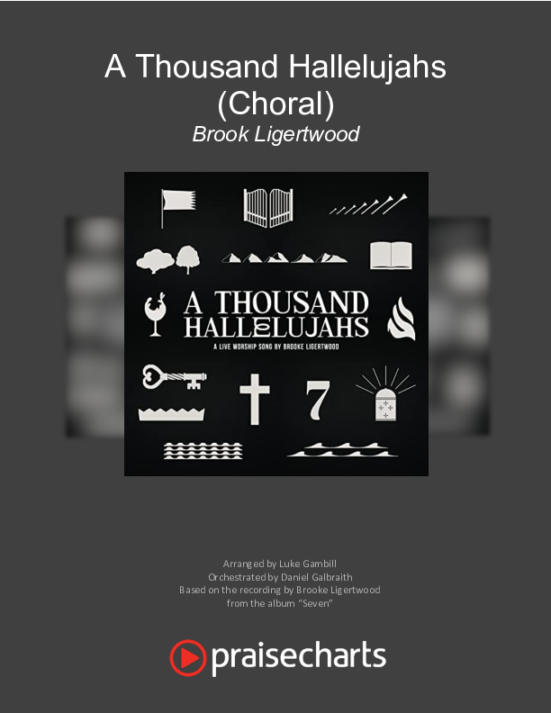 A Thousand Hallelujahs (Choral Anthem SATB) Cover Sheet (Brooke Ligertwood / Arr. Luke Gambill)