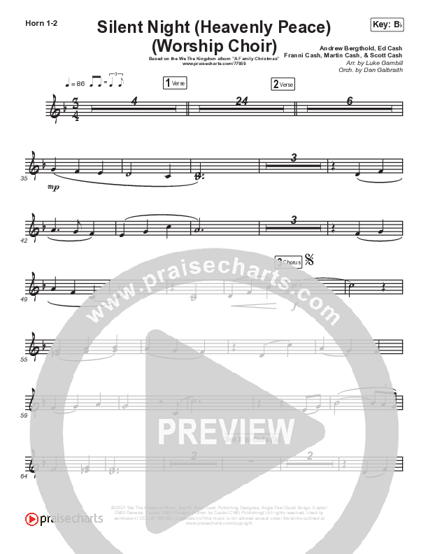 Silent Night (Heavenly Peace) (Choral Anthem SATB) Brass Pack (Arr. Luke Gambill / We The Kingdom / Dante Bowe / Maverick City Music)