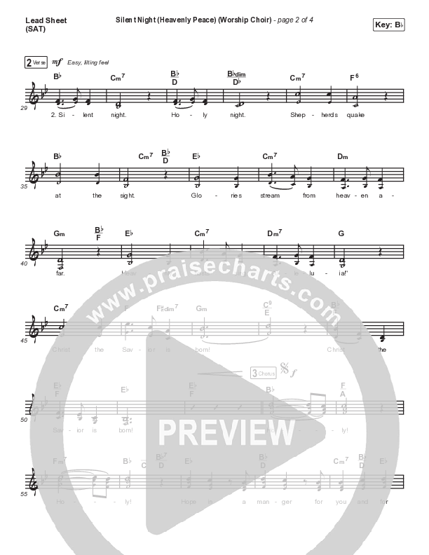Silent Night (Heavenly Peace) (Choral Anthem SATB) Lead Sheet (SAT) (Arr. Luke Gambill / We The Kingdom / Dante Bowe / Maverick City Music)