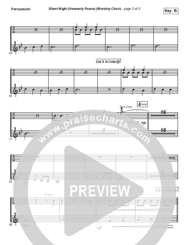 Silent Night (Heavenly Peace) (Choral Anthem SATB) Percussion (Arr. Luke Gambill / We The Kingdom / Dante Bowe / Maverick City Music)