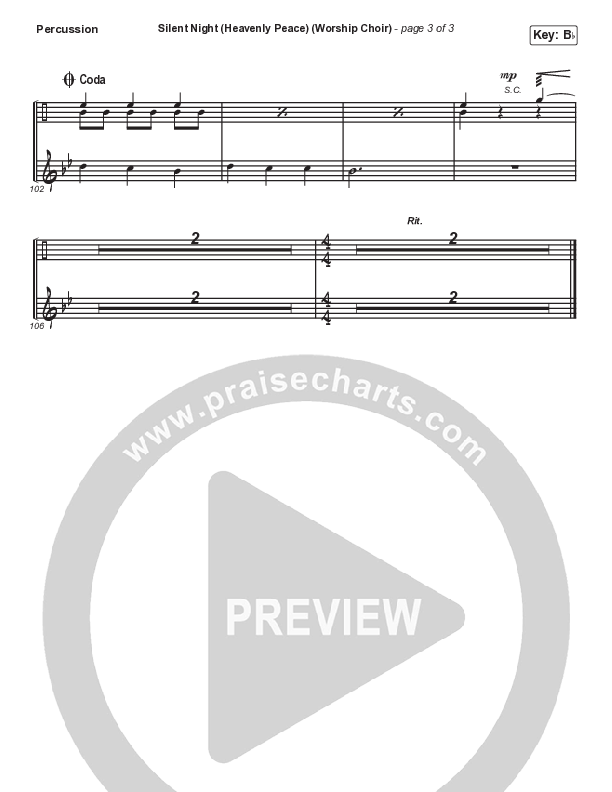 Silent Night (Heavenly Peace) (Choral Anthem SATB) Percussion (Arr. Luke Gambill / We The Kingdom / Dante Bowe / Maverick City Music)