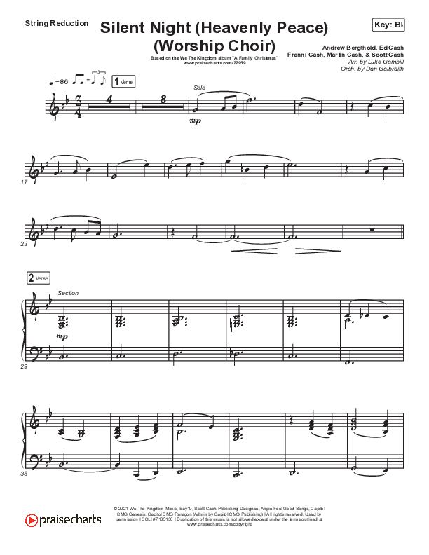 Silent Night (Heavenly Peace) (Choral Anthem SATB) String Reduction (Arr. Luke Gambill / We The Kingdom / Dante Bowe / Maverick City Music)