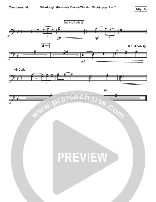 Silent Night (Heavenly Peace) (Choral Anthem SATB) Trombone 1/2 (Arr. Luke Gambill / We The Kingdom / Dante Bowe / Maverick City Music)