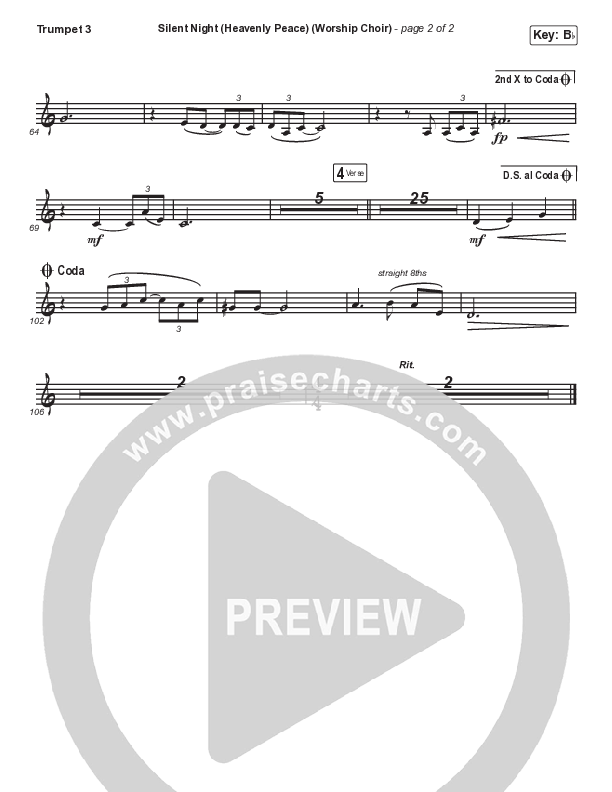 Silent Night (Heavenly Peace) (Choral Anthem SATB) Trumpet 3 (Arr. Luke Gambill / We The Kingdom / Dante Bowe / Maverick City Music)