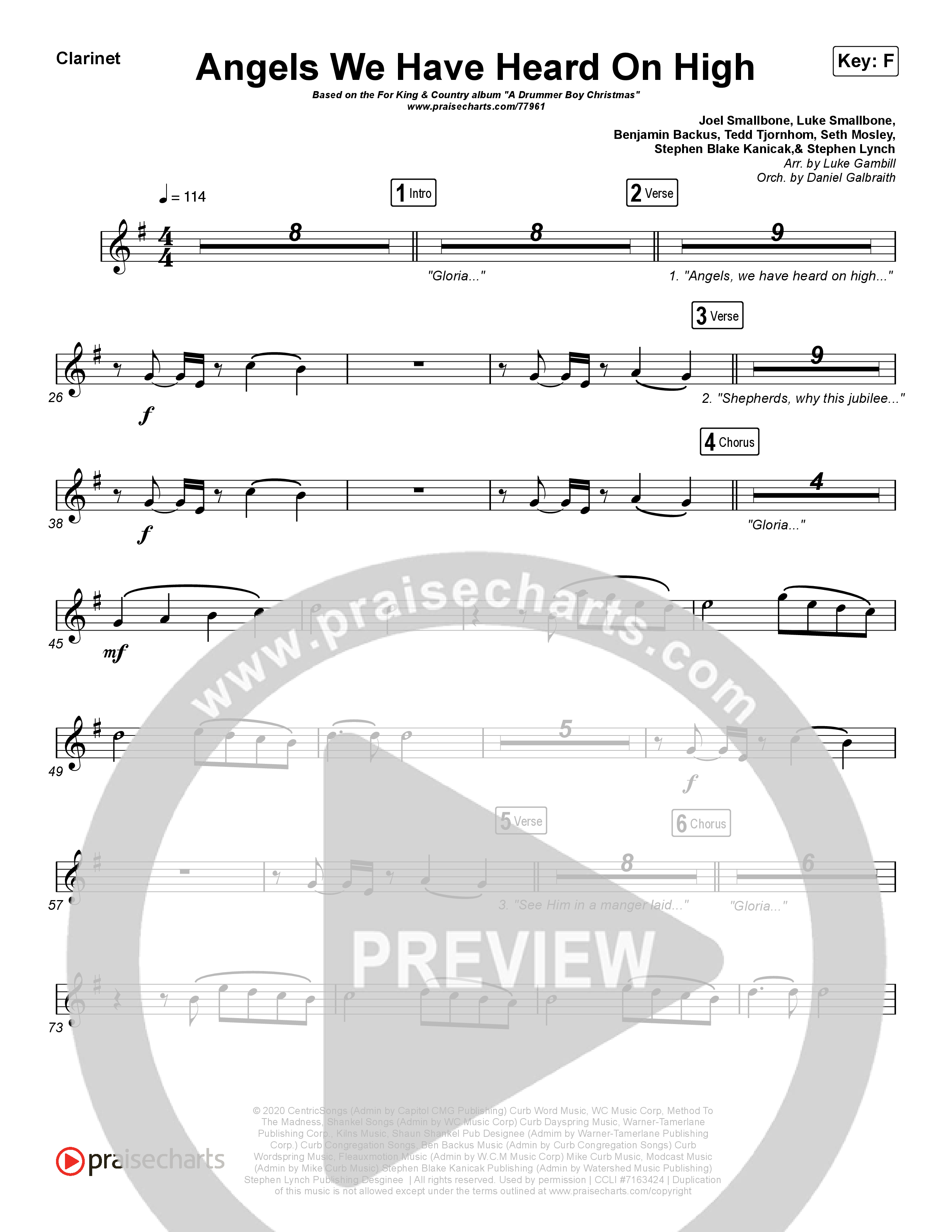 Angels We Have Heard On High (Choral Anthem SATB) Wind Pack (Arr. Luke Gambill / for KING & COUNTRY)