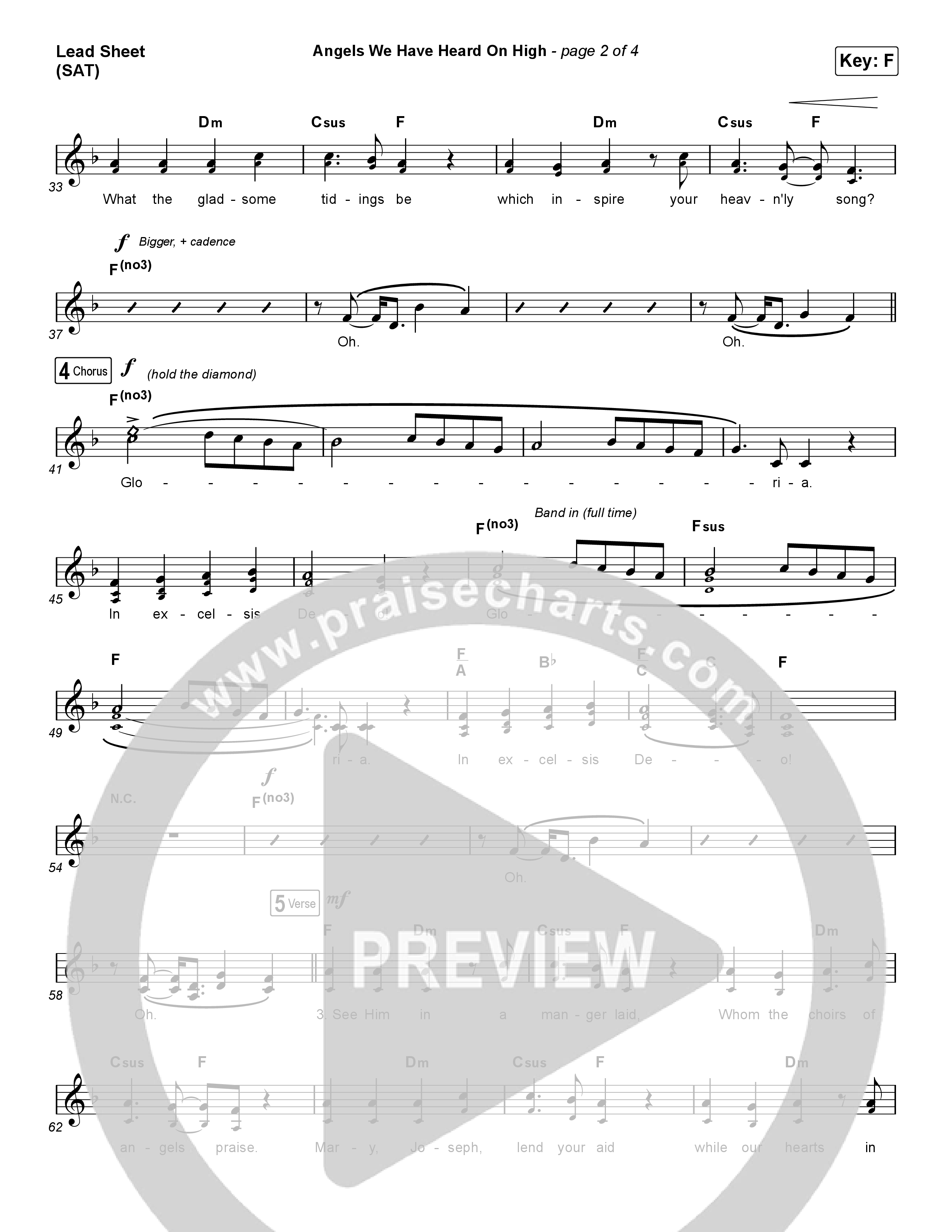 Angels We Have Heard On High (Choral Anthem SATB) Lead Sheet (SAT) (Arr. Luke Gambill / for KING & COUNTRY)