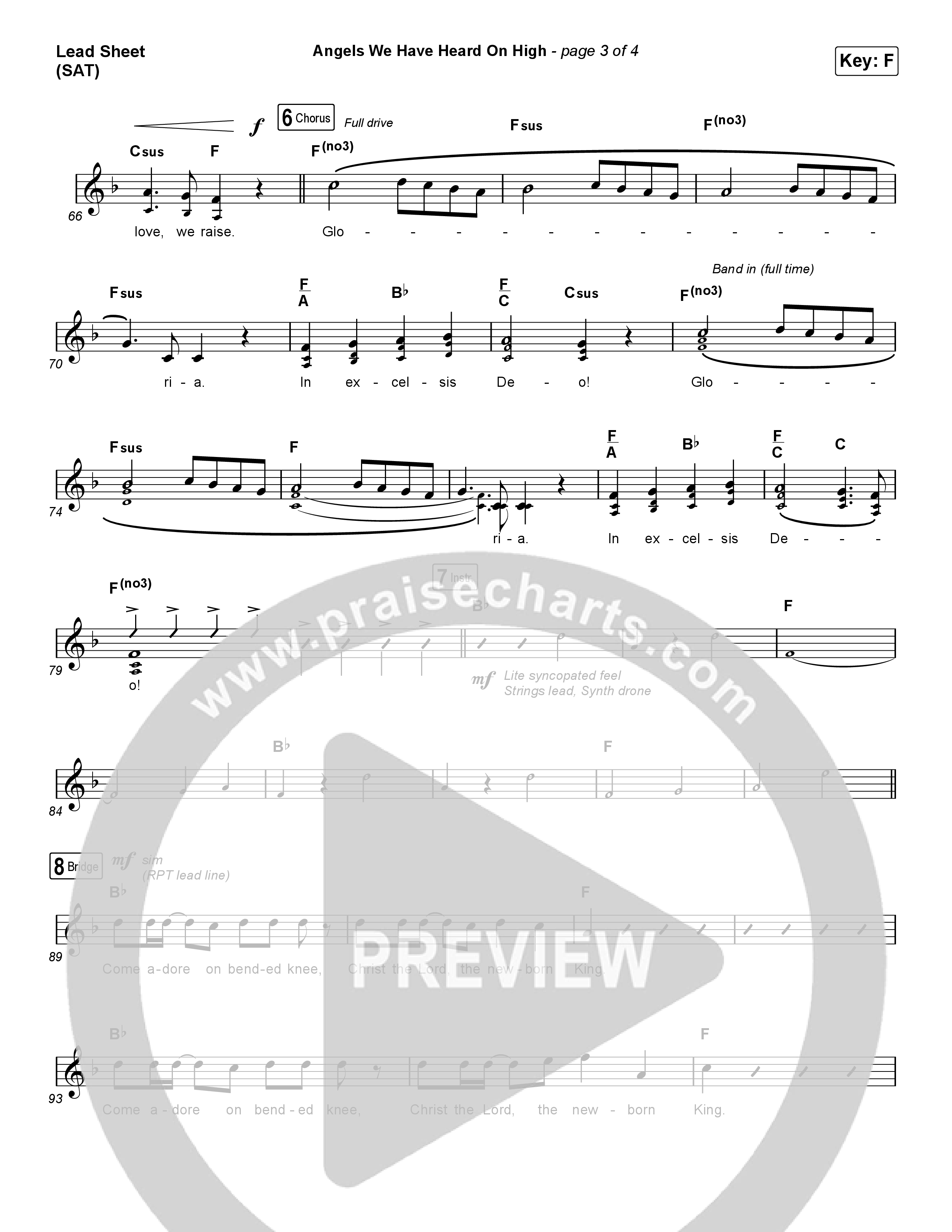 Angels We Have Heard On High (Choral Anthem SATB) Lead Sheet (SAT) (Arr. Luke Gambill / for KING & COUNTRY)