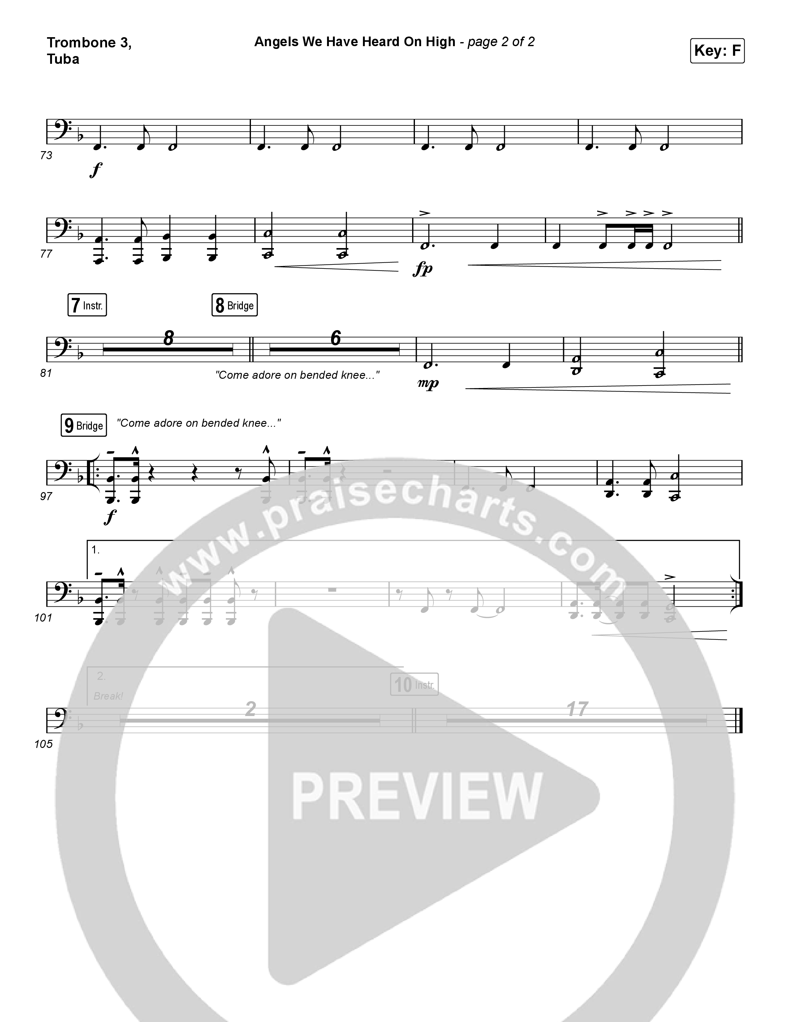 Angels We Have Heard On High (Choral Anthem SATB) Trombone 3/Tuba (Arr. Luke Gambill / for KING & COUNTRY)