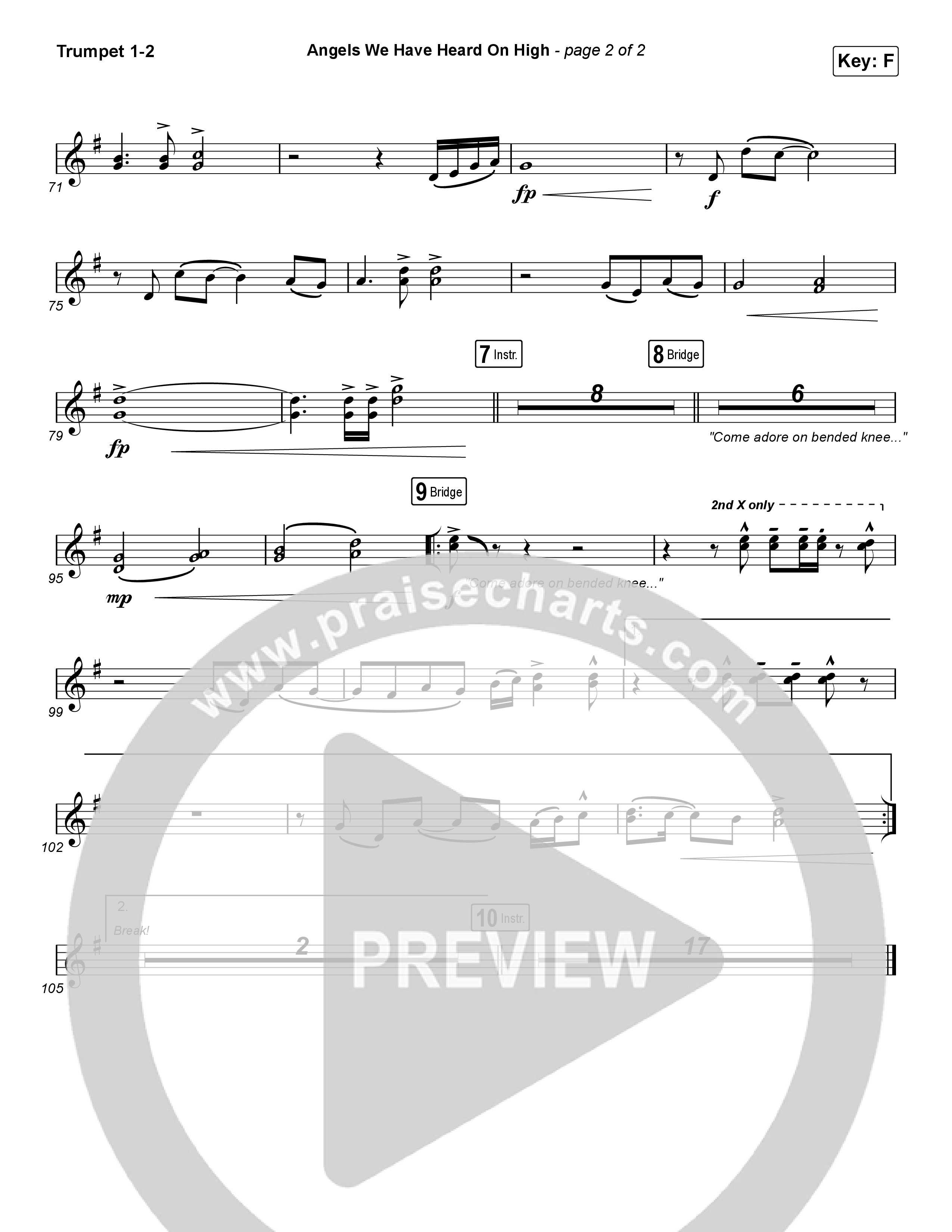 Angels We Have Heard On High (Choral Anthem SATB) Trumpet 1,2 (Arr. Luke Gambill / for KING & COUNTRY)