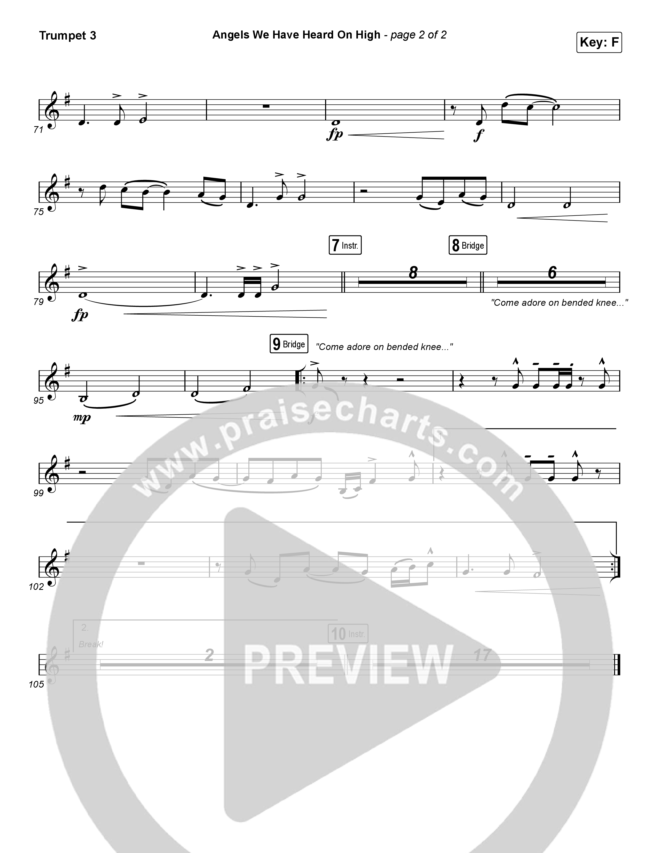Angels We Have Heard On High (Choral Anthem SATB) Trumpet 3 (Arr. Luke Gambill / for KING & COUNTRY)