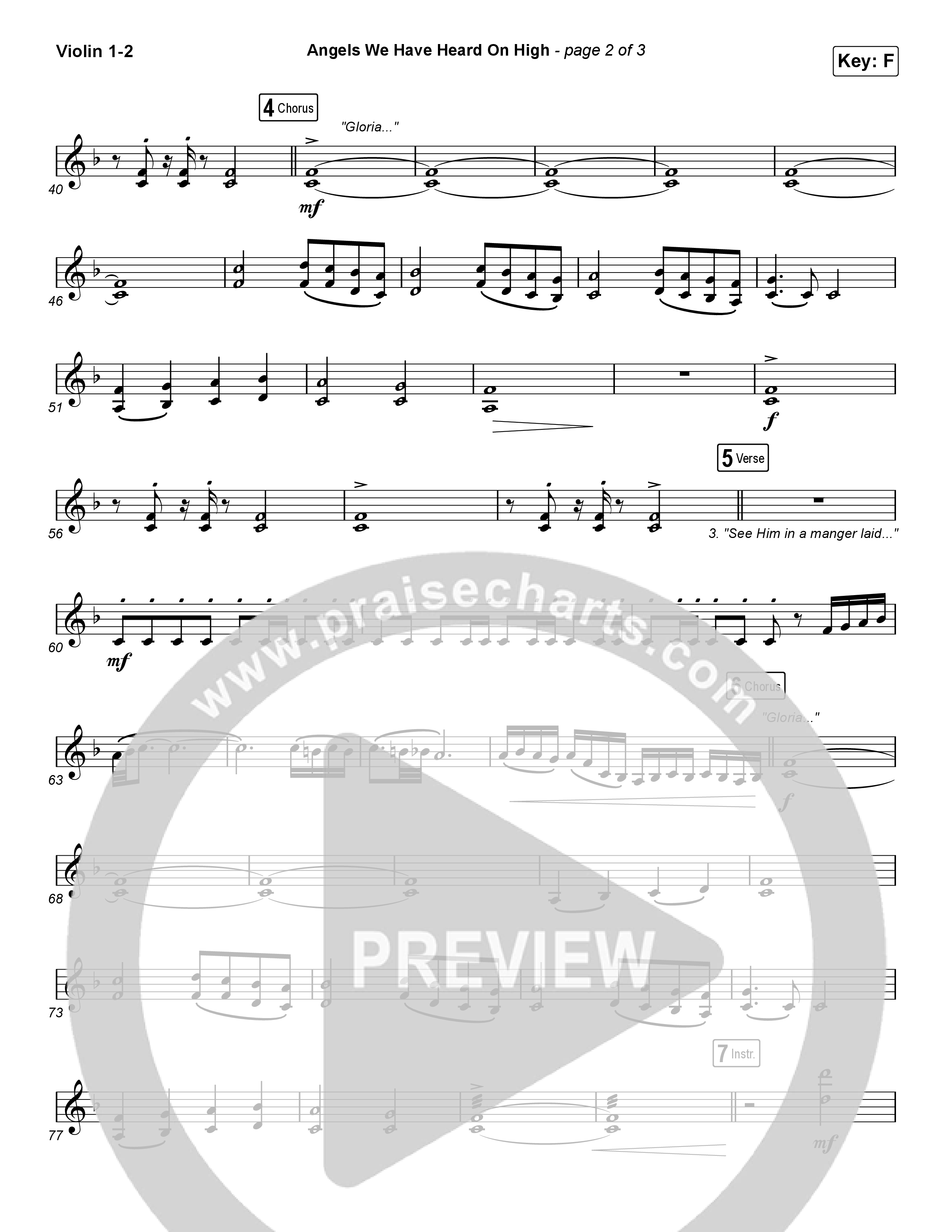 Angels We Have Heard On High (Choral Anthem SATB) Violin 1/2 (Arr. Luke Gambill / for KING & COUNTRY)