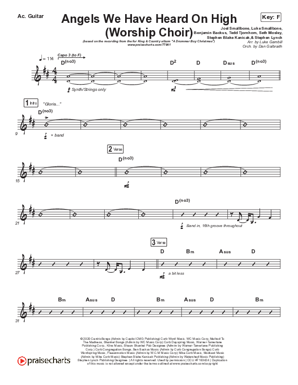 Angels We Have Heard On High (Choral Anthem SATB) Acoustic Guitar (Arr. Luke Gambill / for KING & COUNTRY)