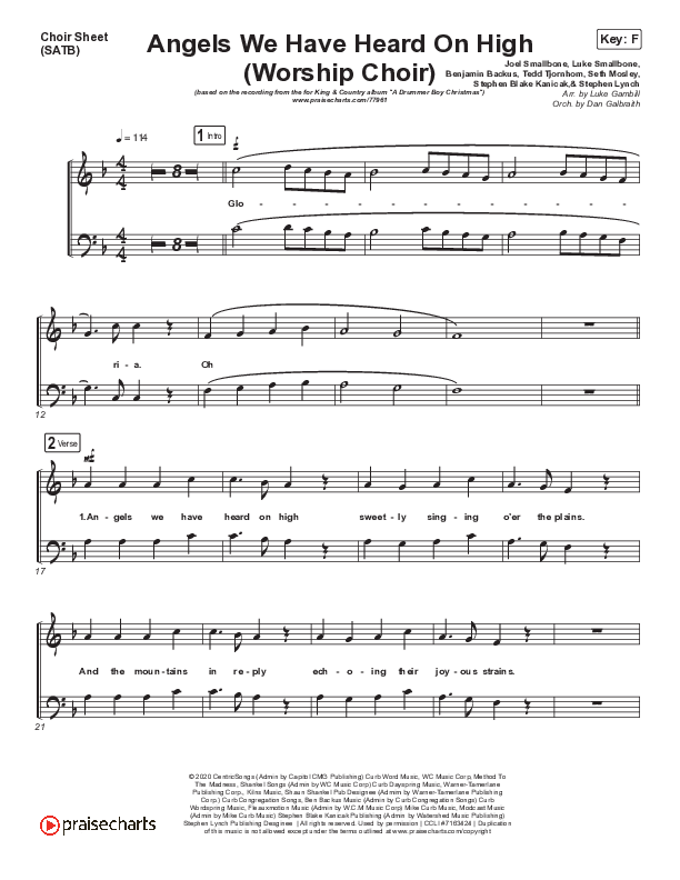 Angels We Have Heard On High (Choral Anthem SATB) Choir Vocals (SATB) (Arr. Luke Gambill / for KING & COUNTRY)