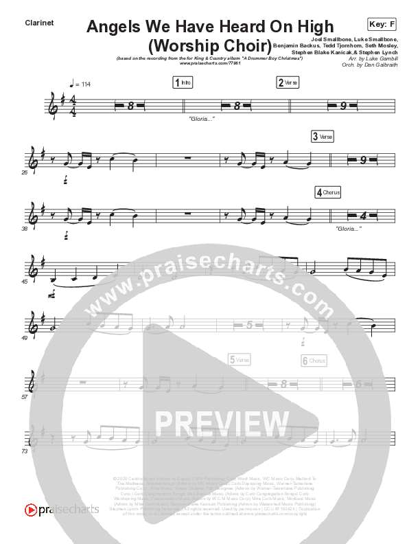 Angels We Have Heard On High (Choral Anthem SATB) Wind Pack (Arr. Luke Gambill / for KING & COUNTRY)