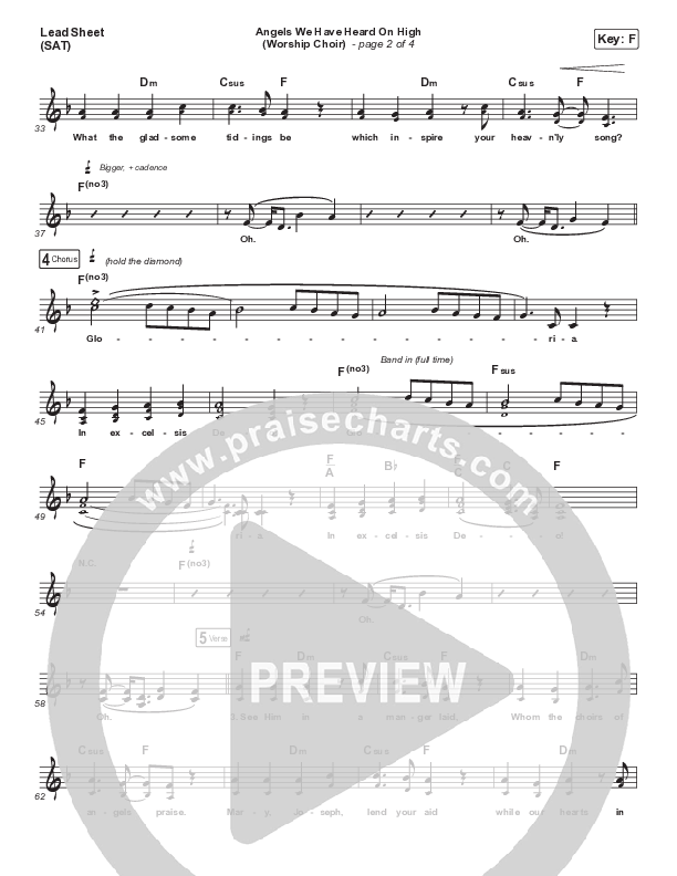 Angels We Have Heard On High (Choral Anthem SATB) Lead Sheet (SAT) (Arr. Luke Gambill / for KING & COUNTRY)
