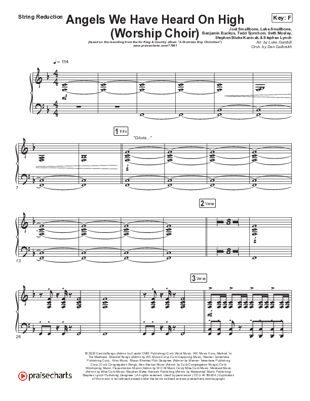 Angels We Have Heard On High (Choral Anthem SATB) String Reduction (Arr. Luke Gambill / for KING & COUNTRY)