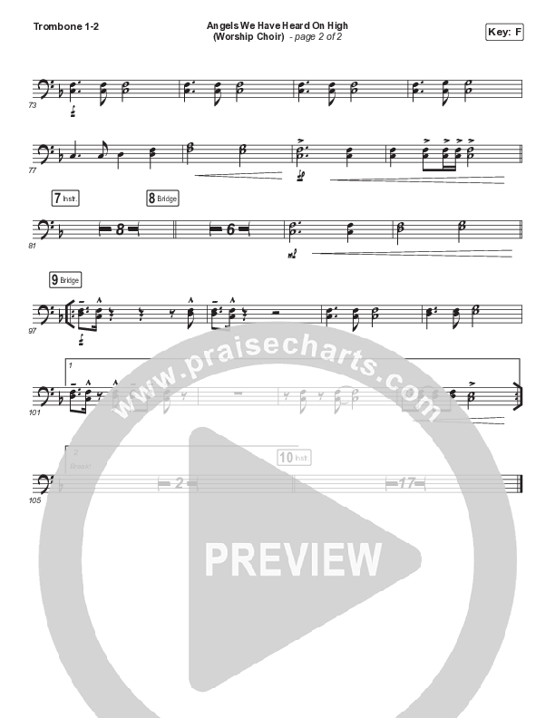 Angels We Have Heard On High (Choral Anthem SATB) Trombone 1/2 (Arr. Luke Gambill / for KING & COUNTRY)