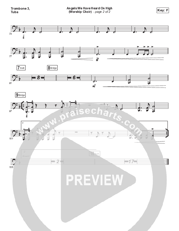Angels We Have Heard On High (Choral Anthem SATB) Trombone 3/Tuba (Arr. Luke Gambill / for KING & COUNTRY)