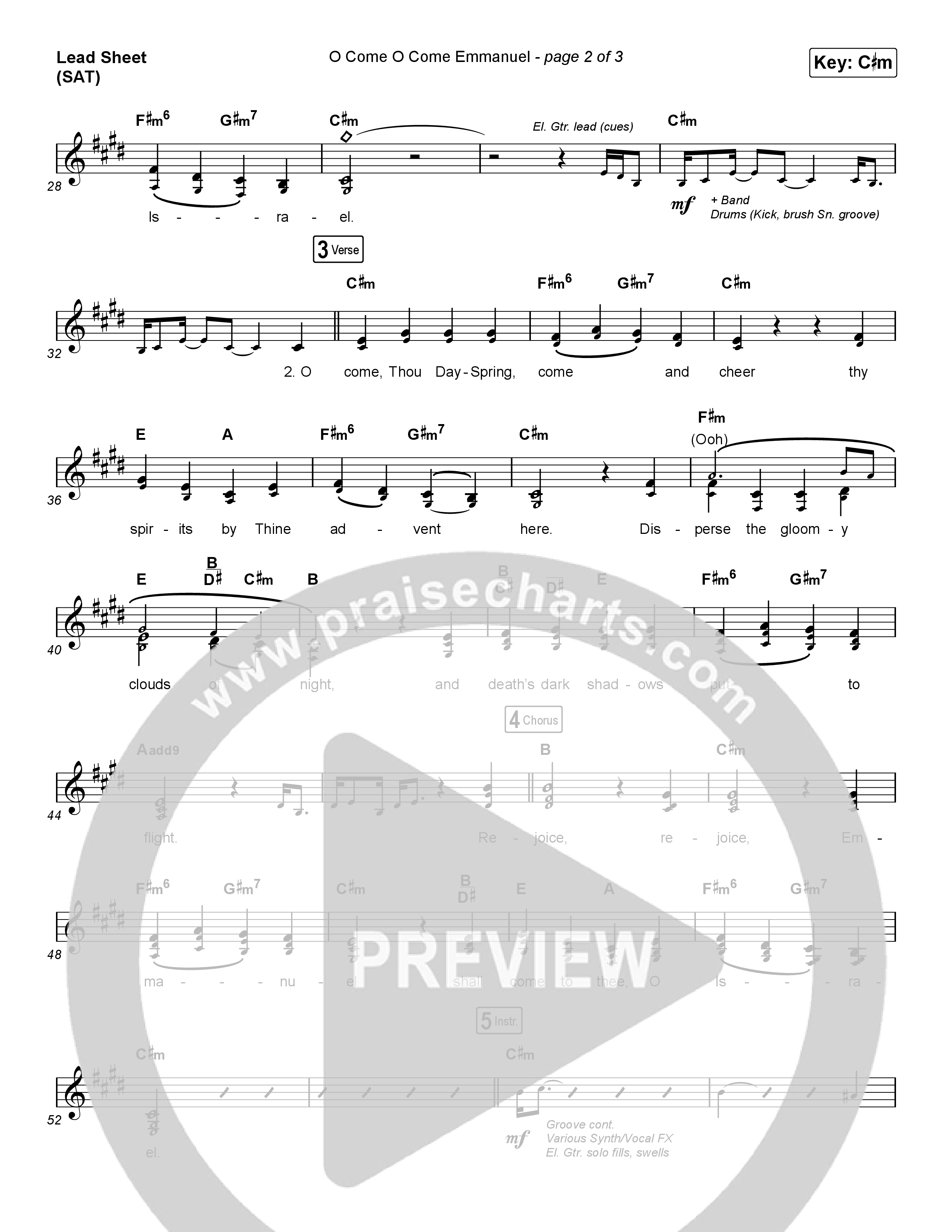 O Come O Come Emmanuel (Choral Anthem SATB) Lead Sheet (SAT) (Chris Tomlin / Arr. Luke Gambill)