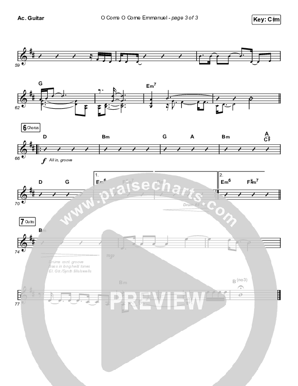 O Come O Come Emmanuel (Choral Anthem SATB) Acoustic Guitar (Chris Tomlin / Arr. Luke Gambill)