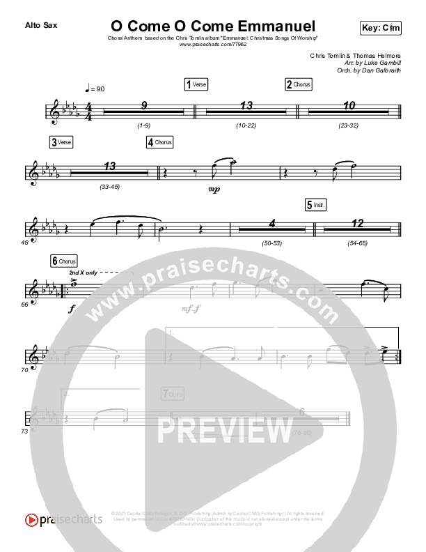 O Come O Come Emmanuel (Choral Anthem SATB) Sax Pack (Chris Tomlin / Arr. Luke Gambill)