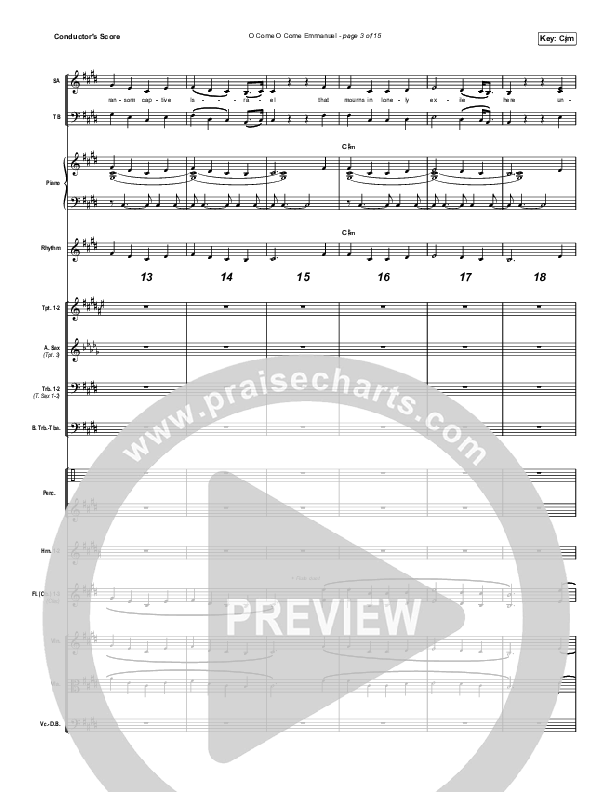 O Come O Come Emmanuel (Choral Anthem SATB) Conductor's Score (Chris Tomlin / Arr. Luke Gambill)