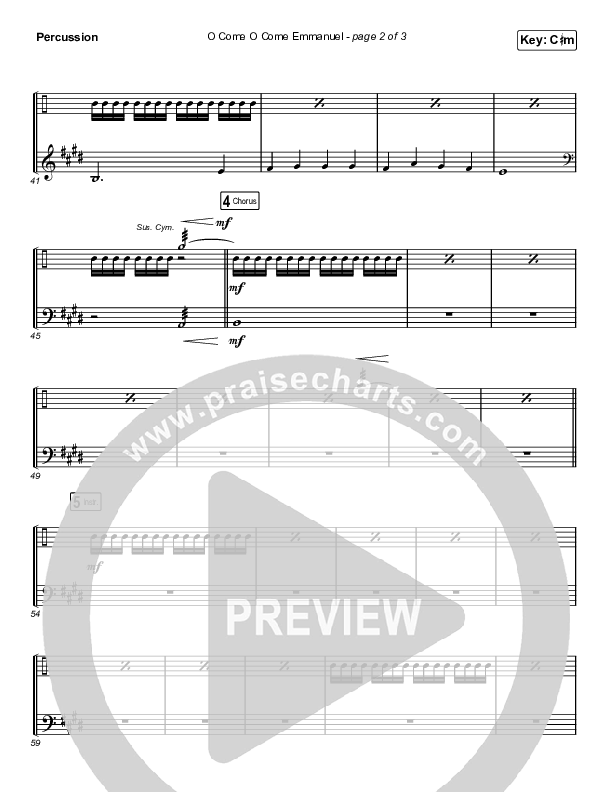O Come O Come Emmanuel (Choral Anthem SATB) Percussion (Chris Tomlin / Arr. Luke Gambill)