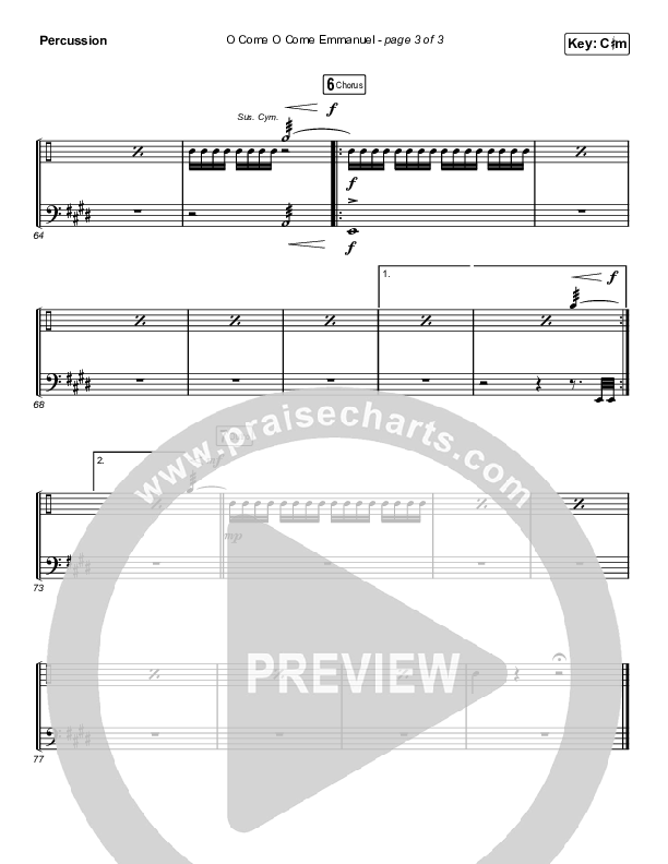 O Come O Come Emmanuel (Choral Anthem SATB) Percussion (Chris Tomlin / Arr. Luke Gambill)