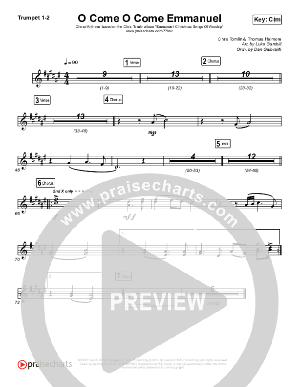 O Come O Come Emmanuel (Choral Anthem SATB) Brass Pack (Chris Tomlin / Arr. Luke Gambill)