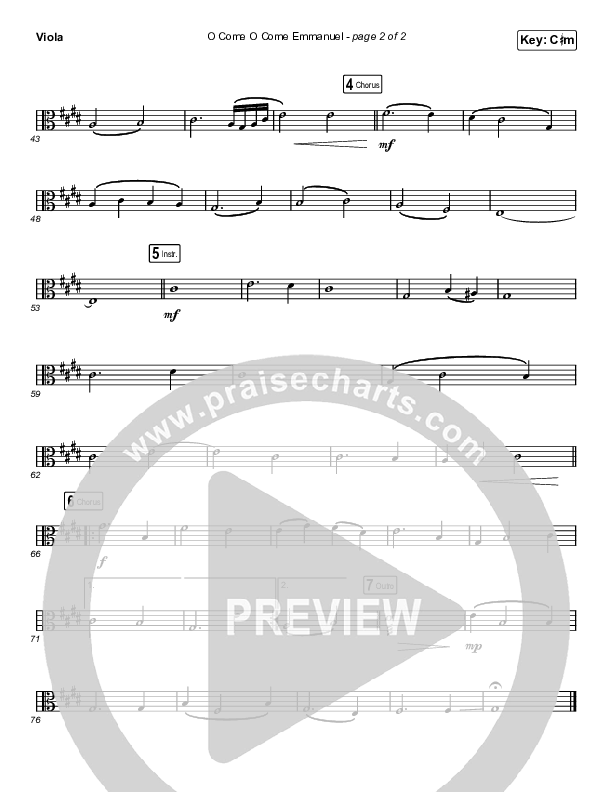 O Come O Come Emmanuel (Choral Anthem SATB) Viola (Chris Tomlin / Arr. Luke Gambill)