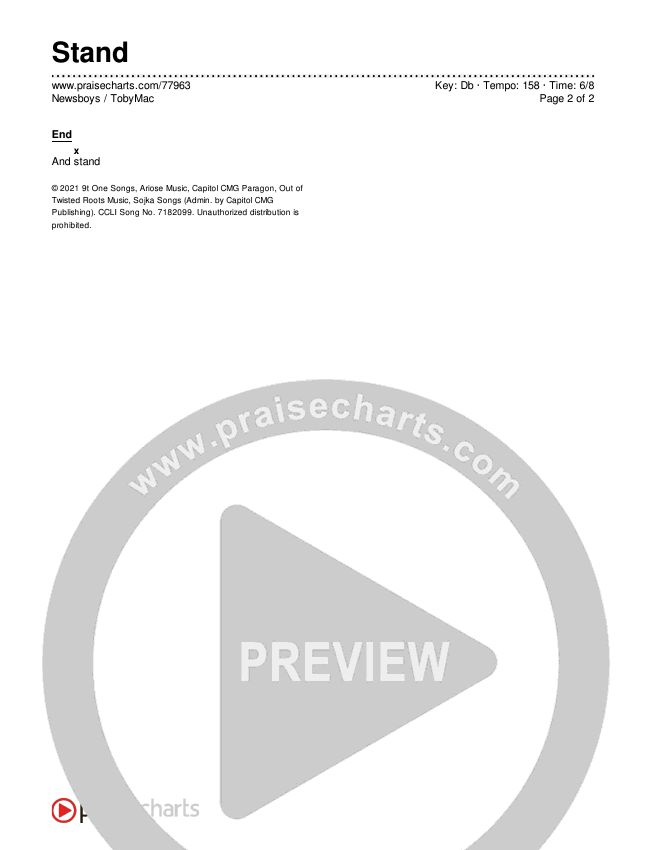 Stand Chords & Lyrics (Newsboys / TobyMac)