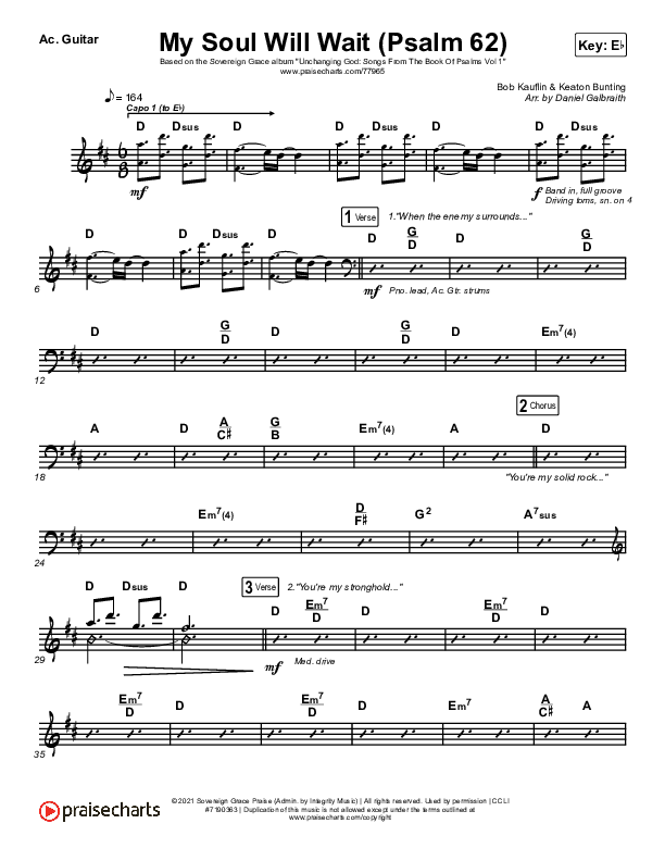 My Soul Will Wait (Psalm 62) Acoustic Guitar (Sovereign Grace)