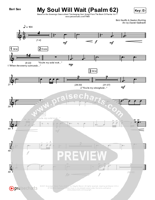 My Soul Will Wait (Psalm 62) Bari Sax (Sovereign Grace)
