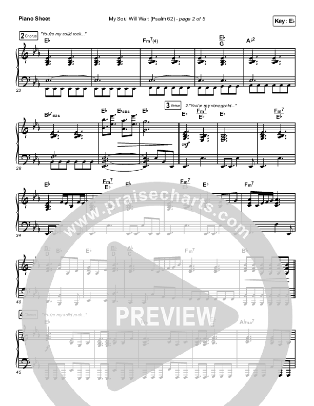 My Soul Will Wait (Psalm 62) Piano Sheet (Sovereign Grace)