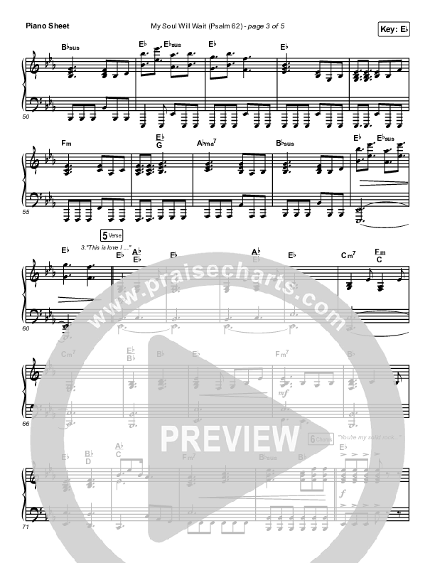 My Soul Will Wait (Psalm 62) Piano Sheet (Sovereign Grace)