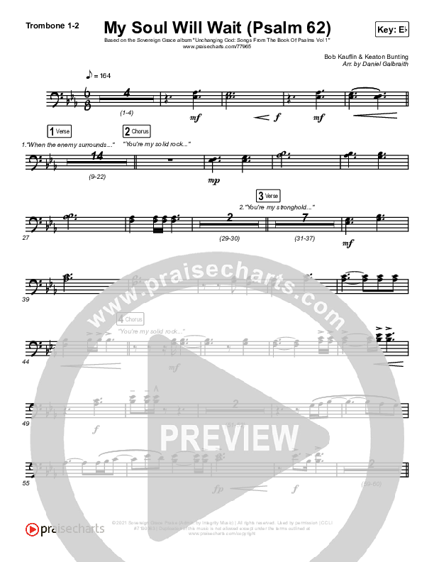 My Soul Will Wait (Psalm 62) Trombone 1/2 (Sovereign Grace)