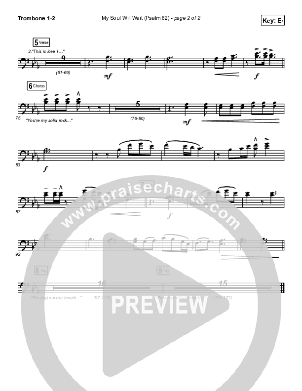 My Soul Will Wait (Psalm 62) Trombone 1/2 (Sovereign Grace)