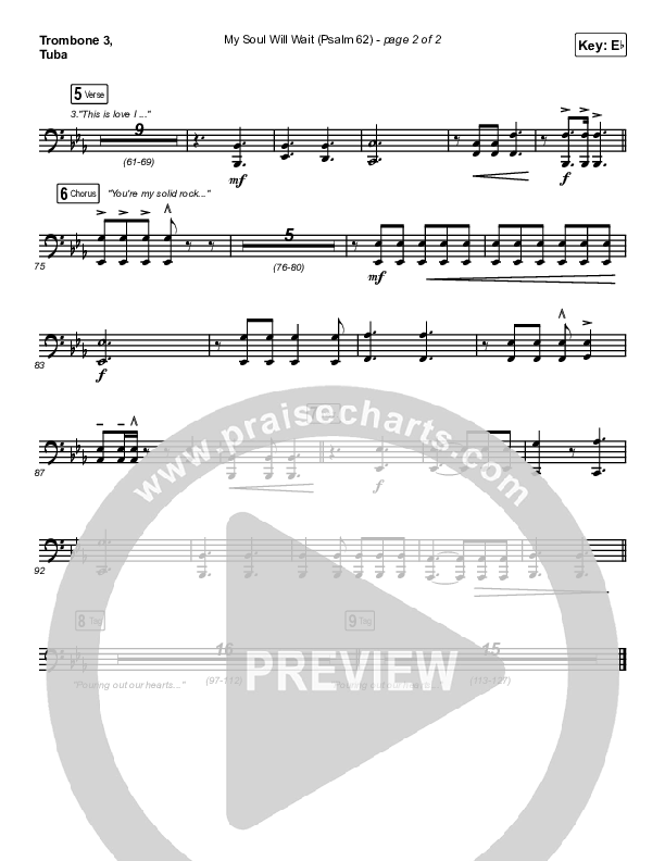 My Soul Will Wait (Psalm 62) Trombone 3/Tuba (Sovereign Grace)