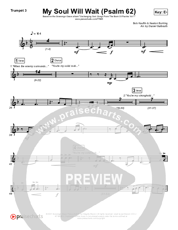 My Soul Will Wait (Psalm 62) Trumpet 3 (Sovereign Grace)