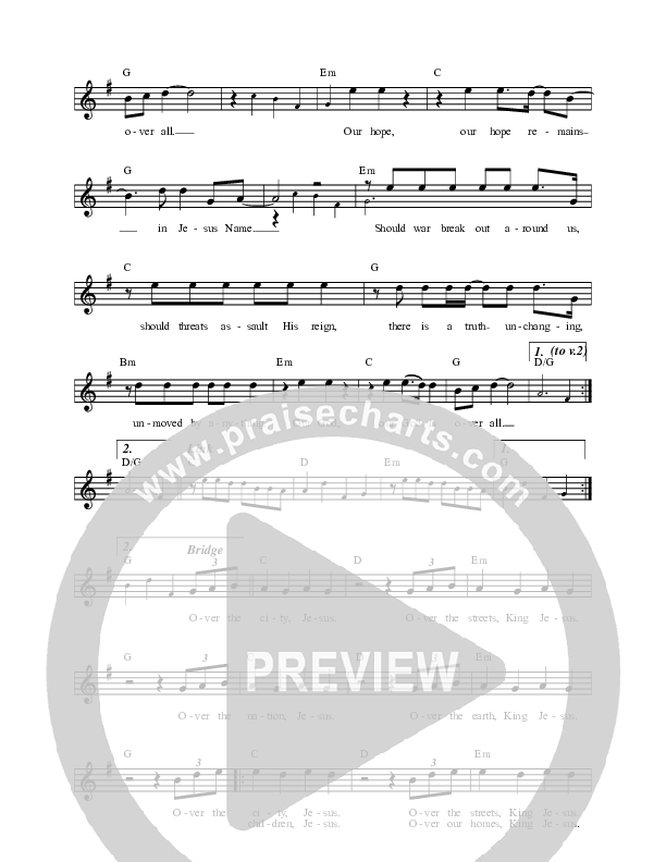 Our God Is Over All Lead Sheet Melody (New Life Worship)