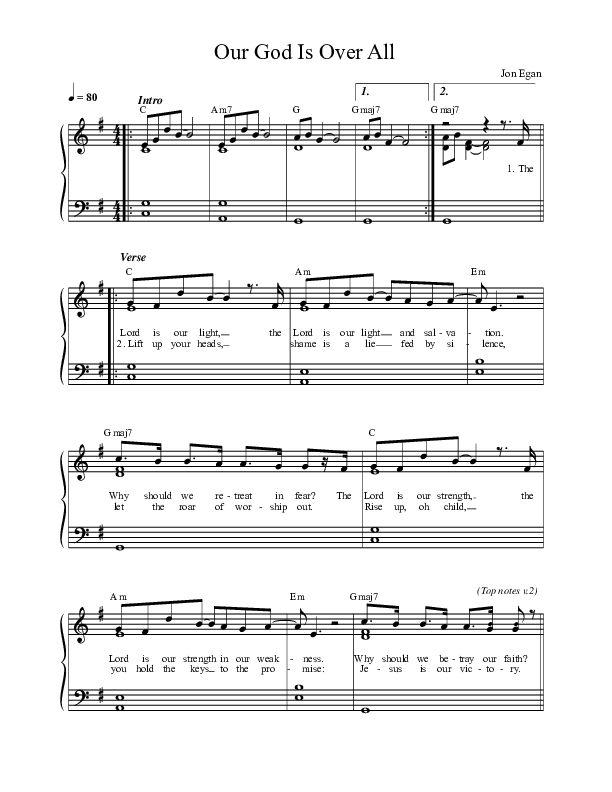 Our God Is Over All Piano/Vocal Pack (New Life Worship)