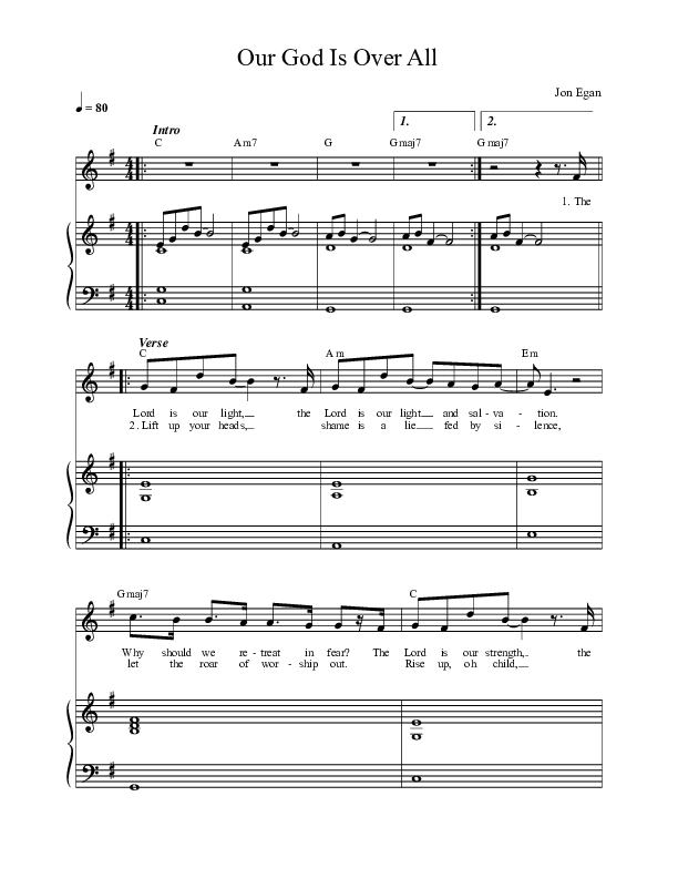 Our God Is Over All Piano/Vocal (SAT) (New Life Worship)