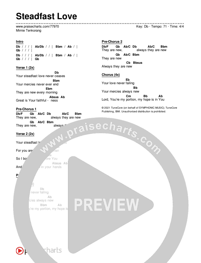 Steadfast Love Chord Chart (Mimie Tenkorang)