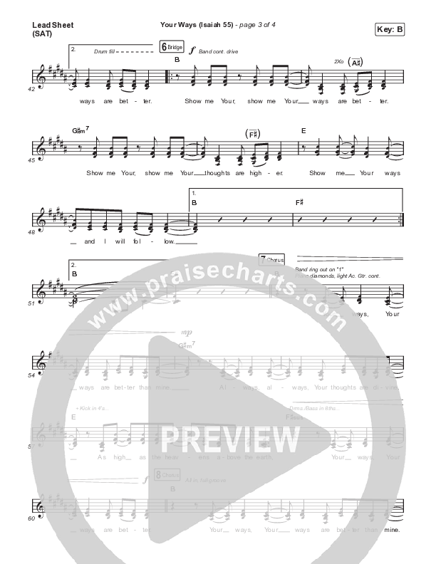 Your Ways (Isaiah 55) Lead Sheet (SAT) (Shane & Shane / Kingdom Kids)