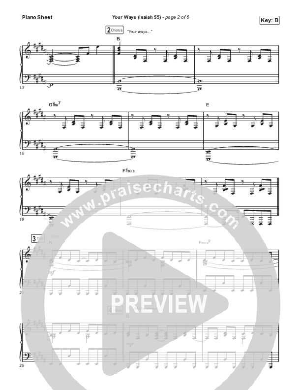 Your Ways (Isaiah 55) Piano Sheet (Shane & Shane / Kingdom Kids)