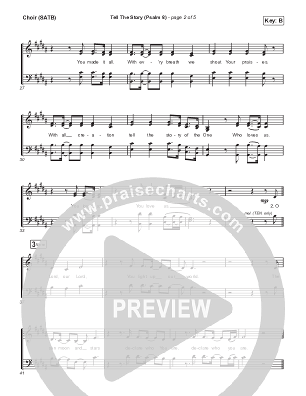 Tell The Story (Psalm 8) Choir Sheet (SATB) (Shane & Shane / Kingdom Kids)